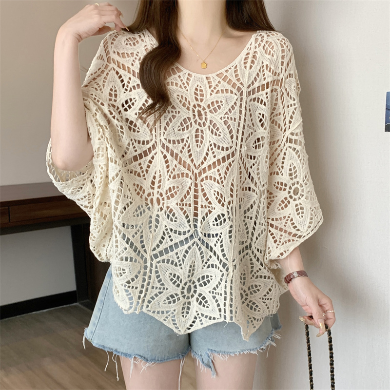 Crochet Top Boho - 크로셰 레이스 탑 여성 시스루 오픈