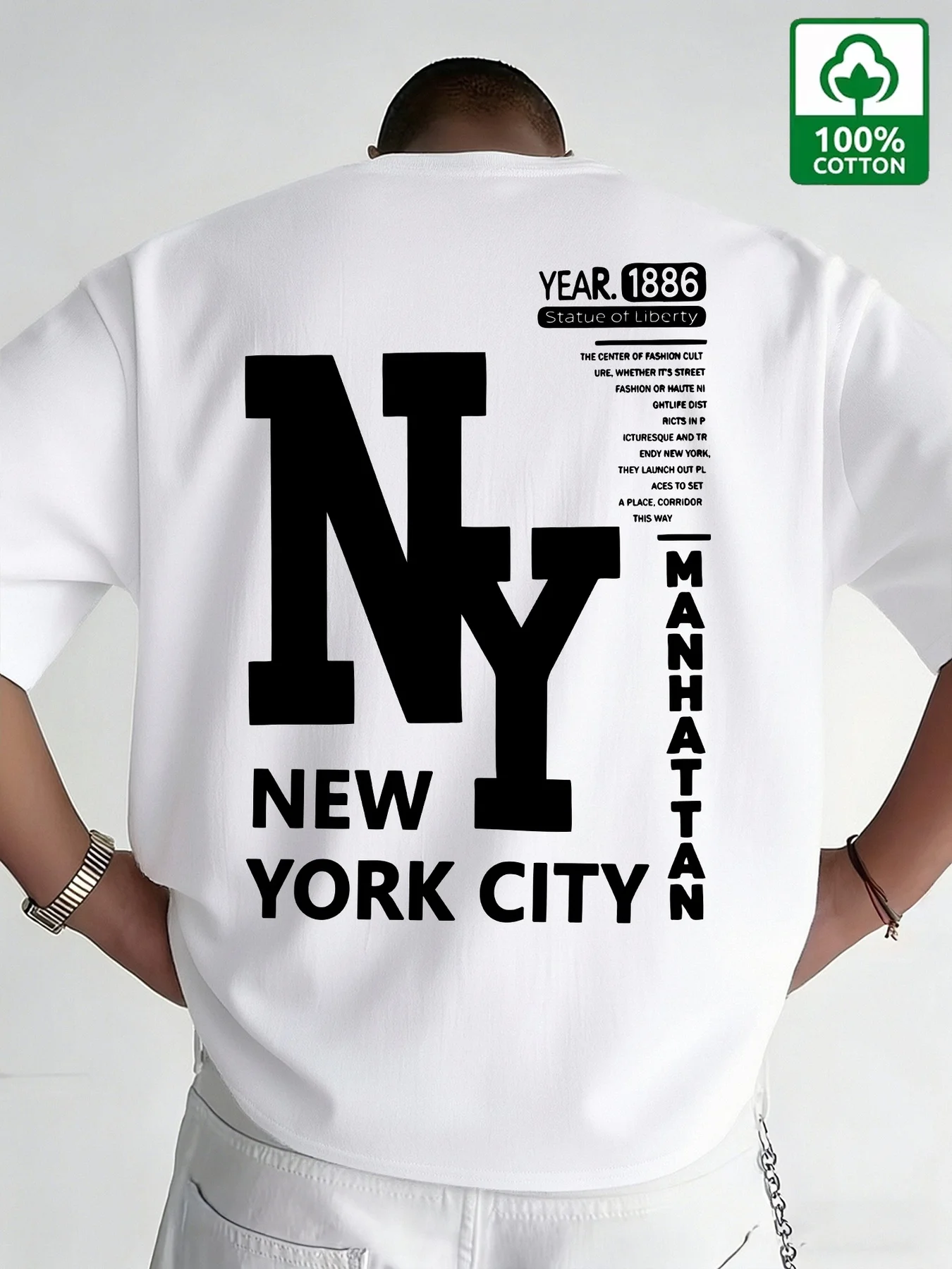Vintage Fashion York - 남성용 NYC 티셔츠 코튼 뉴욕시 레터