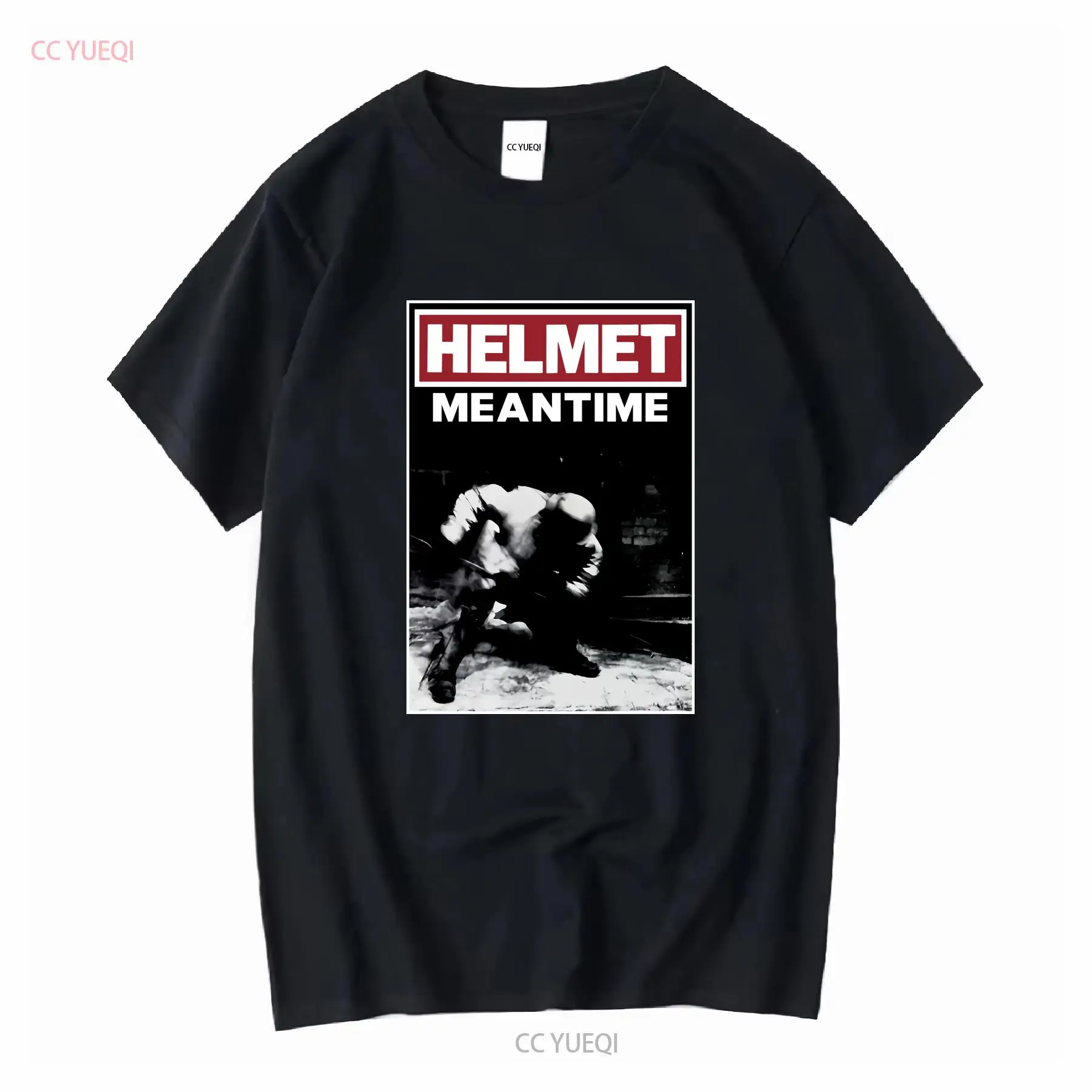Vintage Fashion Jersey - 헬멧 Meantime T 셔츠 록 밴드