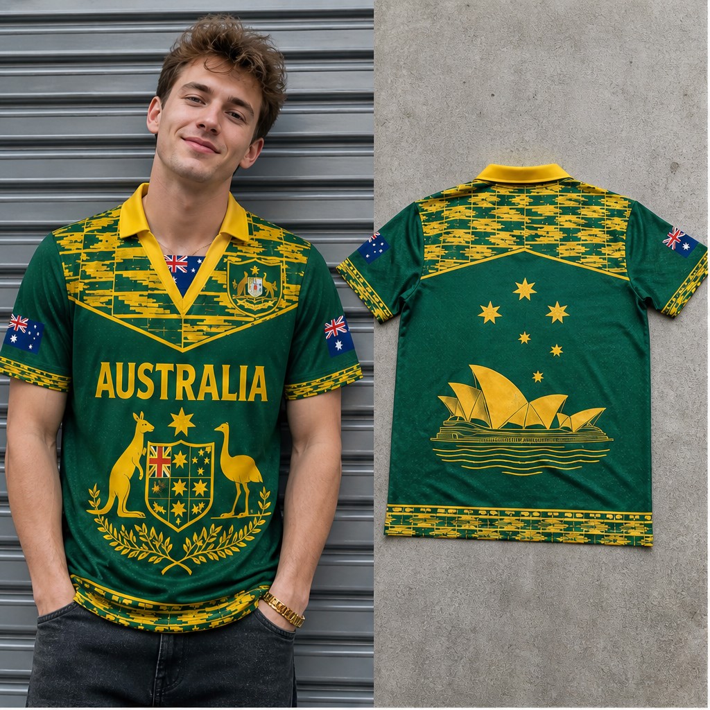 Vintage Fashion Australia - 남성용 호주풍 장식 캥거루 에뮤 문양