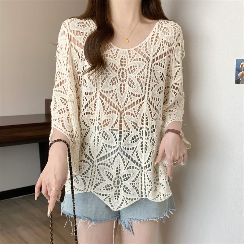 크로셰 레이스 탑 여성 시스루 오픈 니트 꽃 자수 속이 - Crochet Top Boho 리뷰 및 가격