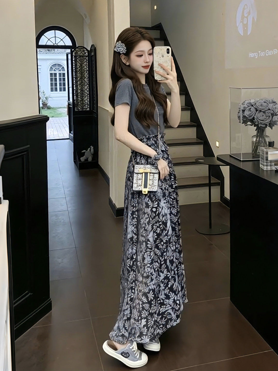 여름 플로럴 프린트 반팔 상의와 하이웨이스트 스커트 세 - Vintage Fashion Years 리뷰 및 가격