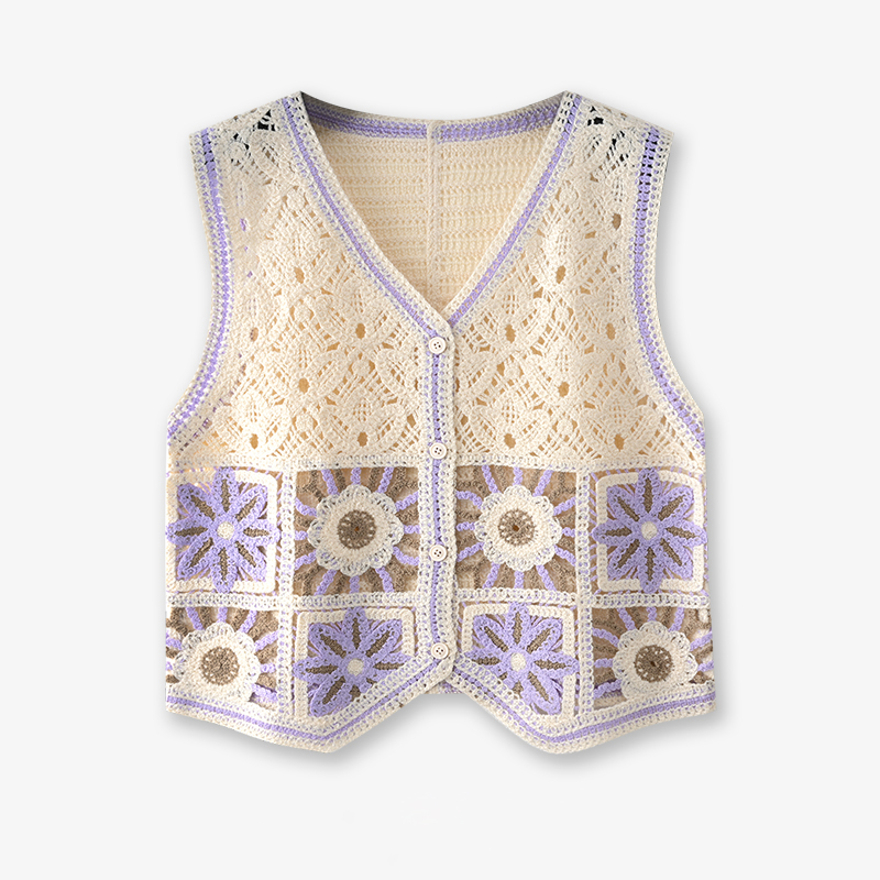 할머니 스퀘어 크로 셰 뜨개질 조끼 여자 쉬어 오픈 니 - Crochet Top Boho 리뷰 및 가격