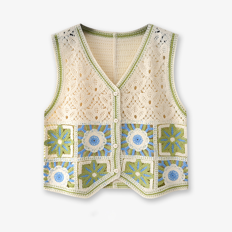 할머니 스퀘어 크로 셰 뜨개질 조끼 여자 쉬어 오픈 니 - Crochet Top Boho 리뷰 및 가격