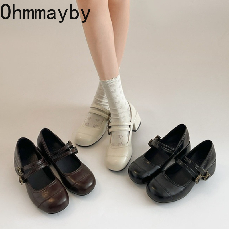 빈티지 두꺼운 굽 여성 메리 제인 슈즈 패션 메탈 버클 - Vintage Outdoor Fashion 리뷰 및 가격