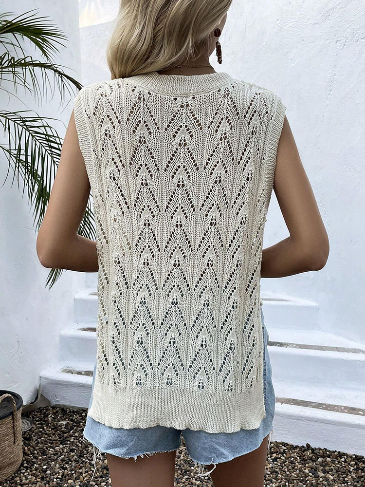 여성용 베이지 크로셰 베스트 탑 V넥 민소매 펀칭 니트 - Crochet Top Boho 리뷰 및 가격