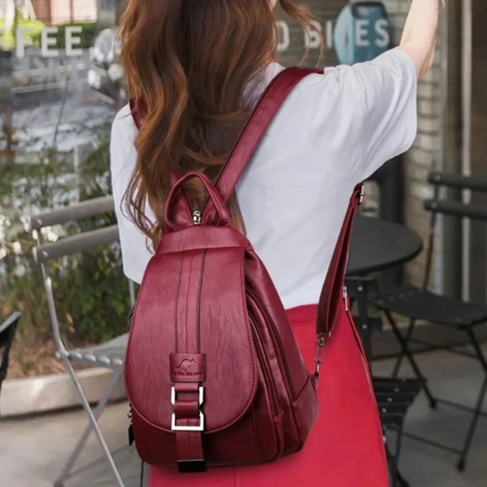 다기능 여성 가죽 배낭 십대 소녀를위한 빈티지 배낭 학 - Vintage Fashion Boutique 리뷰 및 가격
