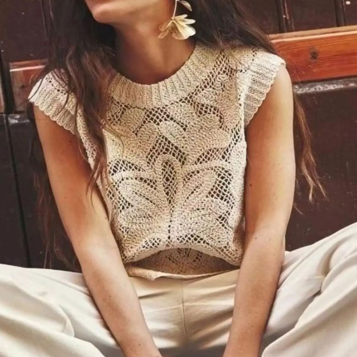 여름 신상 여성 보헤미안 크로셰 베스트 탑 슬리브리스  - Crochet Top Boho 리뷰 및 가격