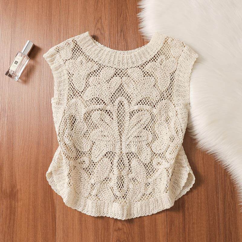 여름 신상 여성 보헤미안 크로셰 베스트 탑 슬리브리스  - Crochet Top Boho 리뷰 및 가격