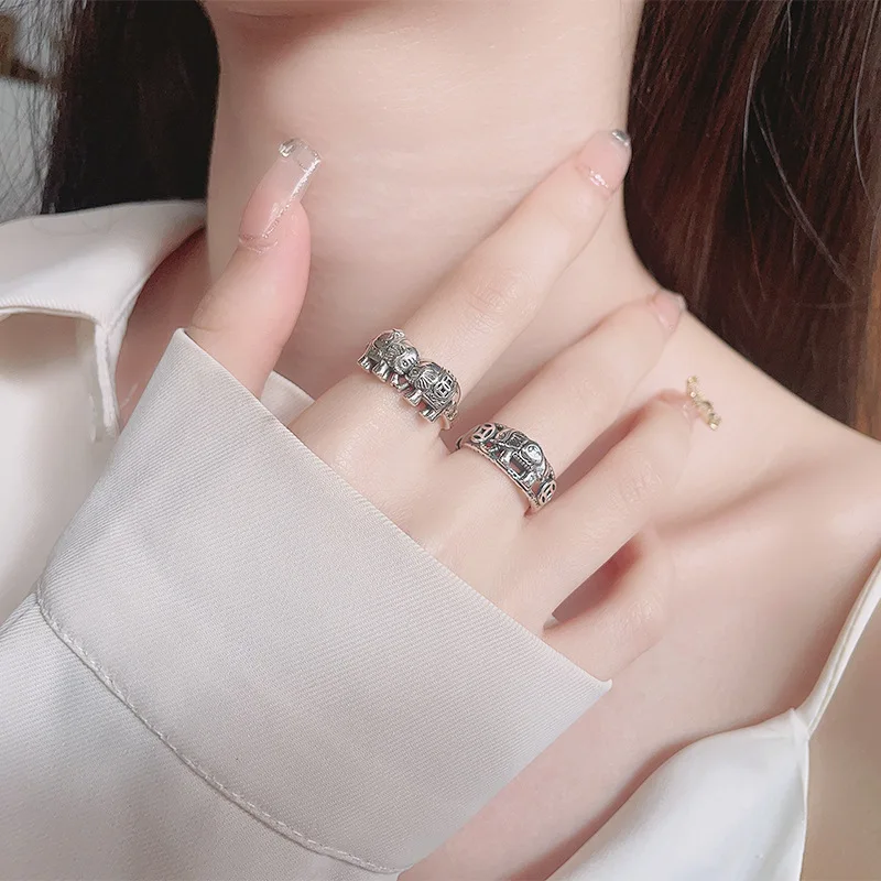 QN 행운의 코끼리 좋은 뜻의 동전 모양 반지, 레트로 - Vintage Fashion Meaning 리뷰 및 가격