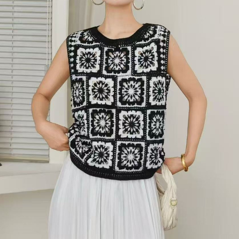 그라니 스퀘어 크로셰 탑 민소매 오픈워크 속이 비치는  - Crochet Top Boho 리뷰 및 가격