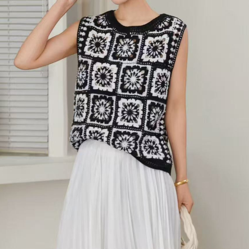 그라니 스퀘어 크로셰 탑 민소매 오픈워크 속이 비치는  - Crochet Top Boho 리뷰 및 가격