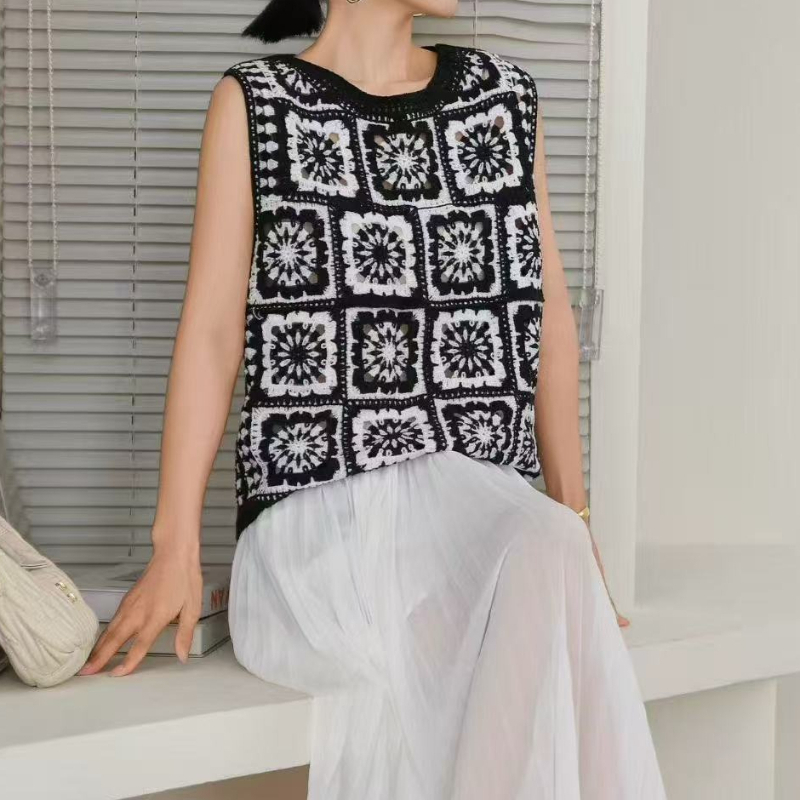 그라니 스퀘어 크로셰 탑 민소매 오픈워크 속이 비치는  - Crochet Top Boho 리뷰 및 가격