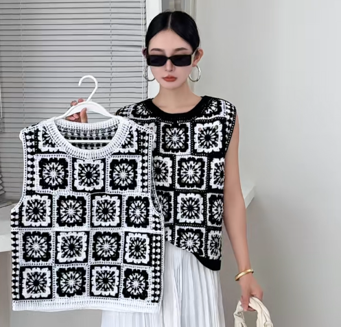 그라니 스퀘어 크로셰 탑 민소매 오픈워크 속이 비치는  - Crochet Top Boho 리뷰 및 가격